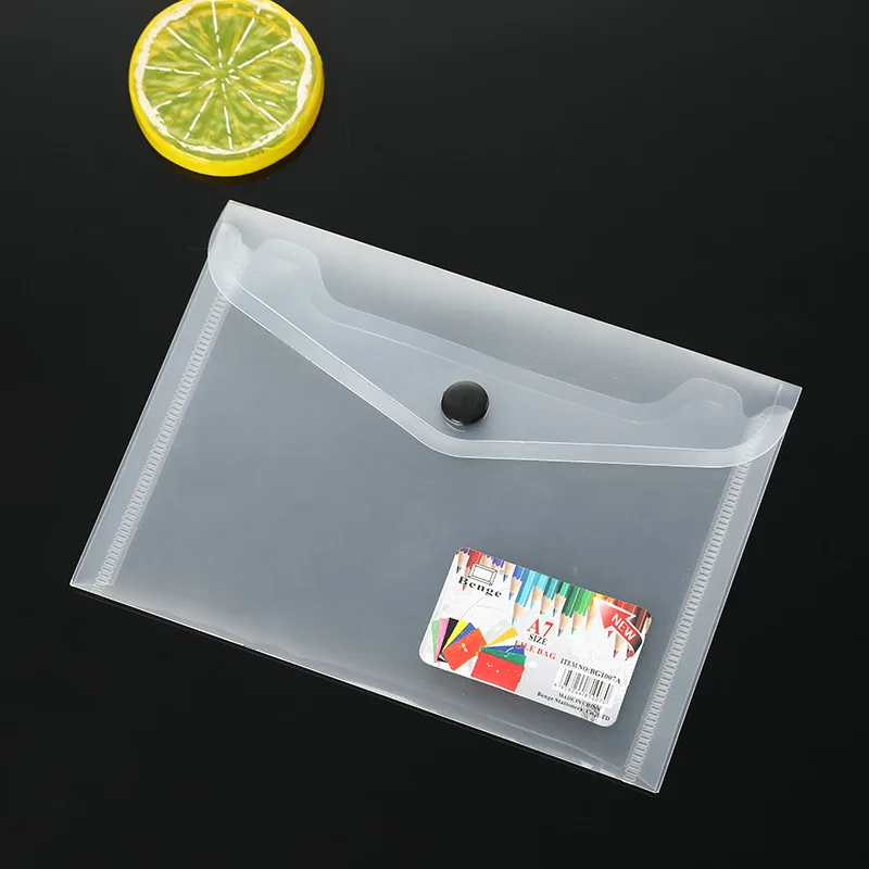 3pcs/Set A7 Creative Simple Transparent Frosted Buckle File Bag Plastic Data Bag Bill Bag Student Office Supplies Storage Bag