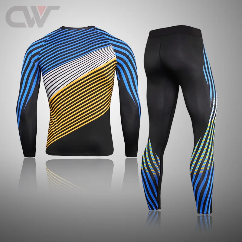 Winter Thermal Underwear Set Men's Sportswear Running Training Warm Base Layer Compression Tights Jogging Men's Gym MMA Suit best mens long underwear