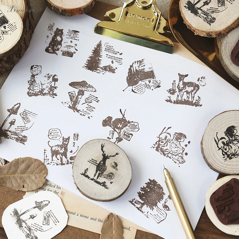 XINAHER винтажные грибы животные джунгли штамп DIY деревянные и резиновые штампы для скрапбукинга канцелярские товары Скрапбукинг Стандартный штамп