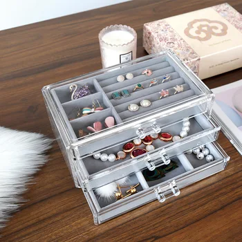 

Girls Cosmetic Storage Box, Dust-proof Storage Box on The Dresser Table for Necklace Earring Ring Jewelry Storage