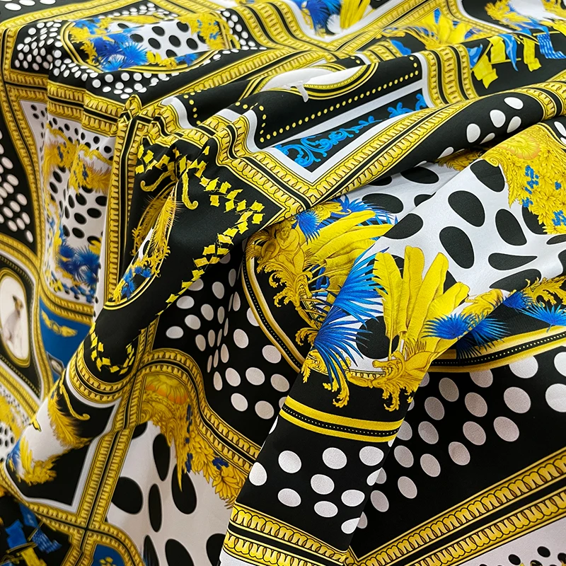 Silk Versace Inspired Designer Italian Print Fabric, Digital