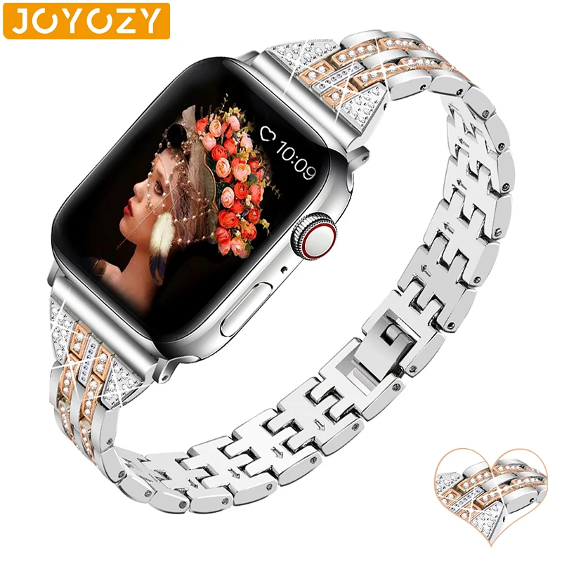 

Bling Bands Compatible Apple Watch Band 38mm 40mm iWatch Series 5/4/3/2/1 Diamond Rhinestone Metal Jewelry Wristband Rose gold