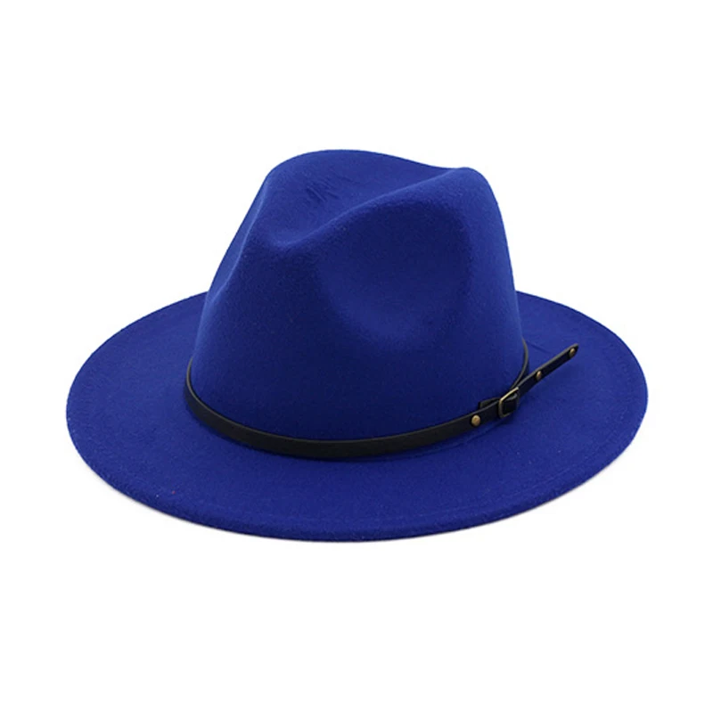 Royal Blue Fedora FS Chapeau Fedora шляпа сомбреро для мужчин и женщин шерстяная зимняя фетровая джазовая шляпа модная черная шляпа с широкими полями Панама Трилби осень - Цвет: Royal Blue Fedora