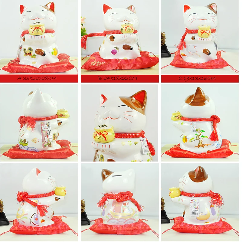 8/9/13,5 дюймов Lucky Cat керамика украшения дома фарфоровые украшения Бизнес Подарки Свинья-копилка для открытия подарочные изделия фэн-шуй