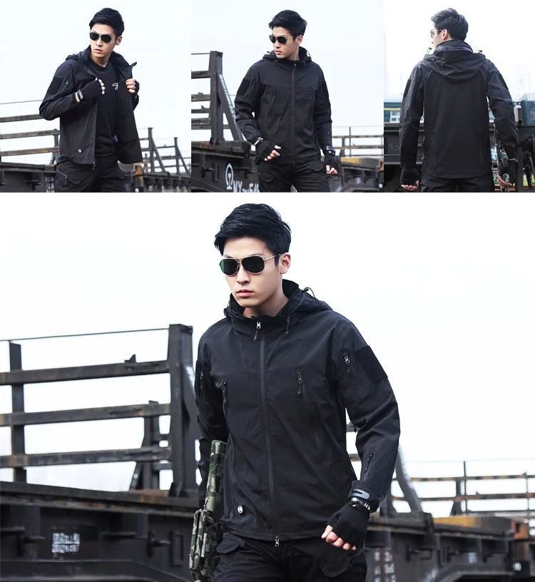 Outdoor Shark Skin Thin MEN'S Assault Jacket Spring And Autumn Tactical Trench Coat Waterproof Camouflage Coat