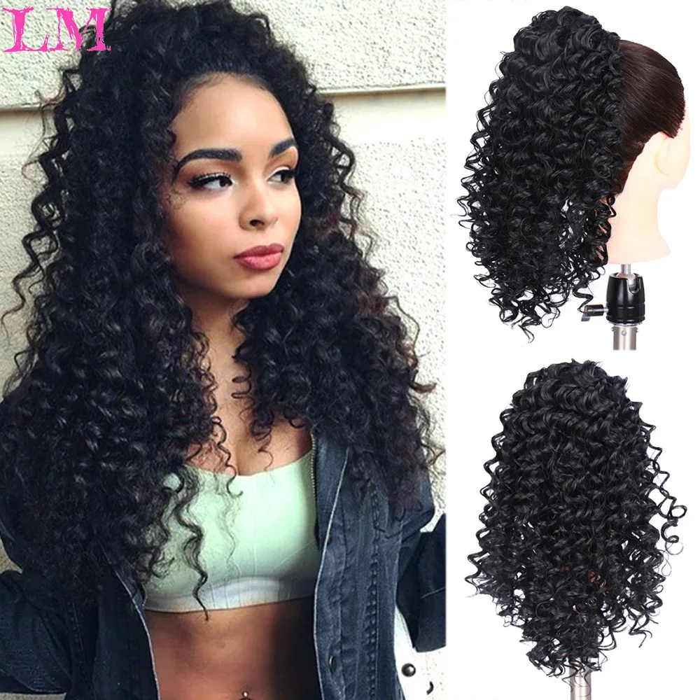 

LIANGMO Synthetic Long Kinky Curly High Puff ponytail 12 inch Ponytail Hair Extension with Clips in Hairpiece for Women