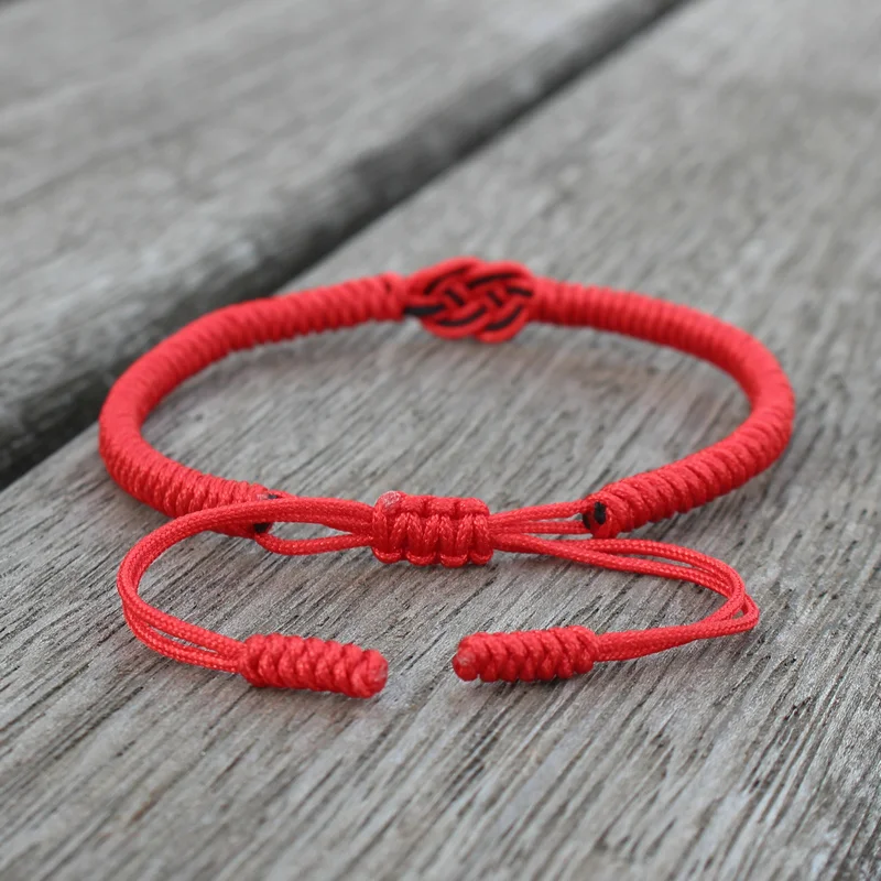 Национальный стиль счастливый красный струнный браслет для влюбленных ручной работы плетеный концентрический узел очаровательные браслеты для женщин и мужчин ювелирные изделия лучший подарок