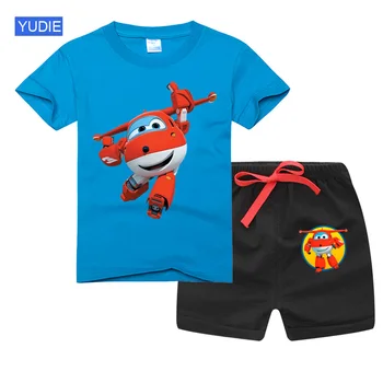 

2020 Baby Boys Girls Clothing Sets Summer Short Sleeve Cartoon Cotton Children Kids Suit Outerwear T-shirts Jett Planes Clothes