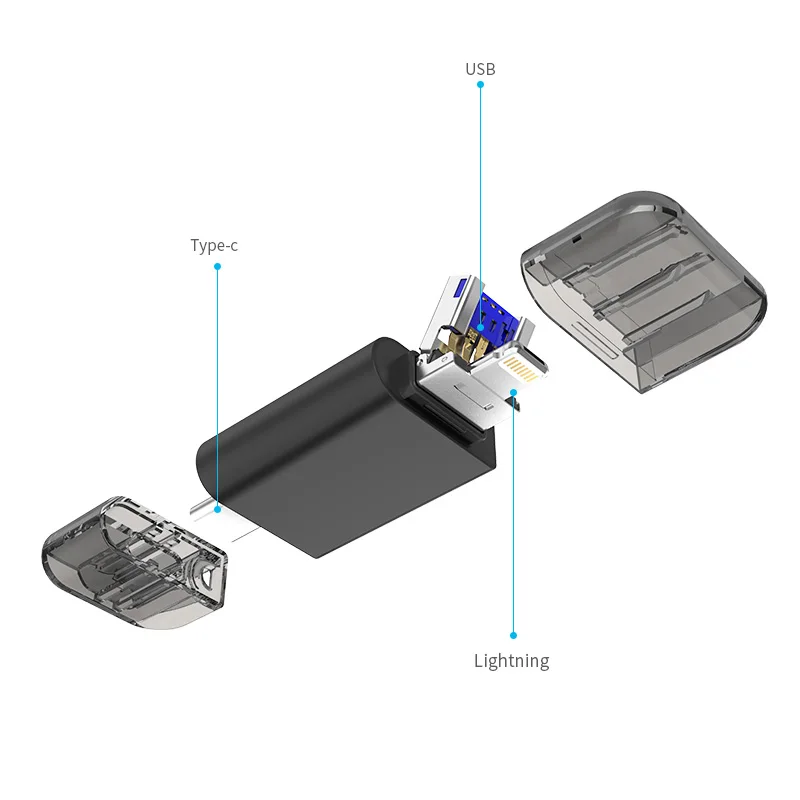 

DM 3 in 1 USB flash drive for iPhone for Type C smartphone for Mac APD005