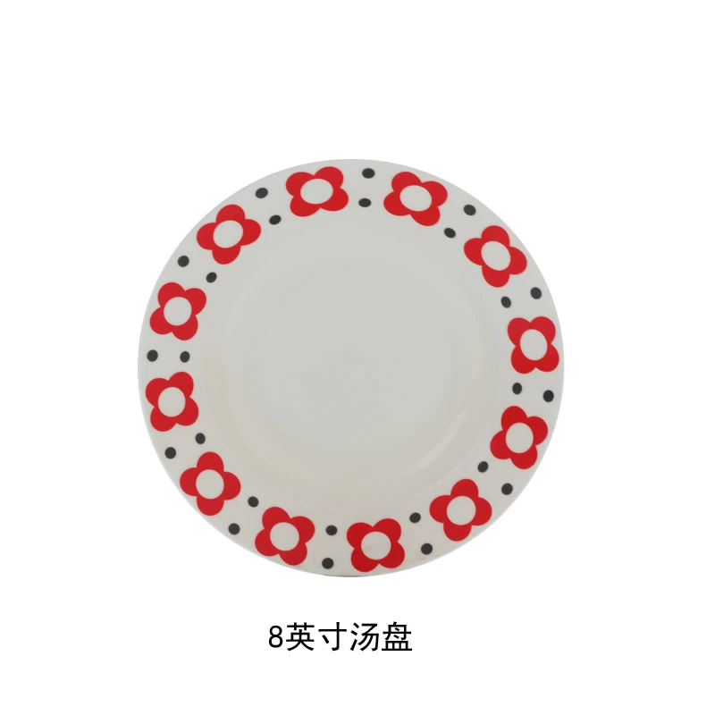 8 inch Soup plate C Сельская цветочная керамическая посуда качество блюдо цветок десерт чашка чаши для риса и супа тарелка английский стиль Флора нарисованный цветок - Цвет: 8 inch Soup plate C