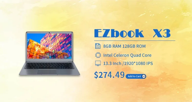 Jumper EZbook X3 Intel Celeron Quad Core 8GB 128/256GB Notebook  Win 10 Laptop 13.3 Inch 1920*1080 IPS  2.4G/5G WiFi Computer the latest ultraslim laptops gaming