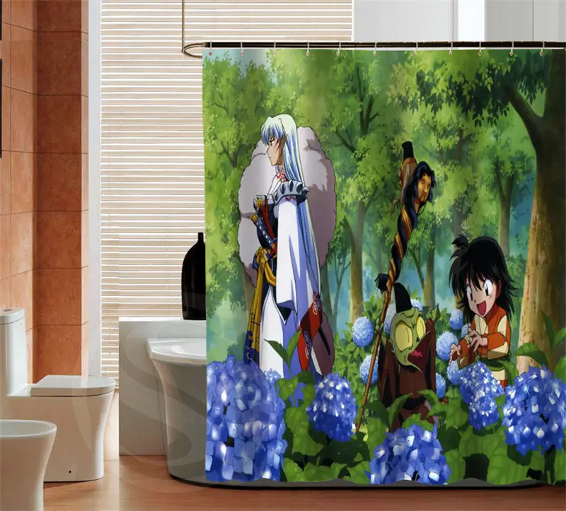 Черный Ретро аниме Inuyasha занавеска для душа Последняя мода домашний декор занавеска для ванной комнаты - Цвет: Черный