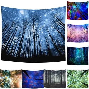 

Tapestry Forest and Starry Printed Tapestry Polyester Fabric Wall Hanging Decor Mural Beach Towel Bedspread Picnic Blanket