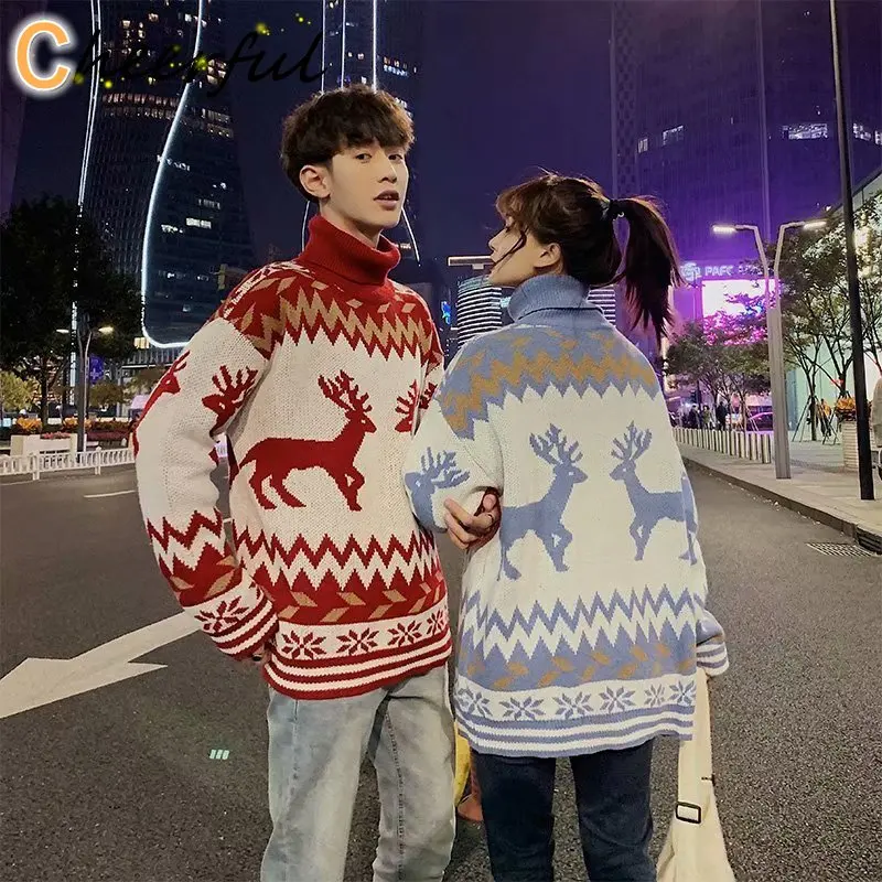 Christmas Sweater Men Autumn Turtleneck Pullover Gengar Spacious Print  Patchwork Jumpers Warm Knit Oversized Ugly Sweater Unisex _ - AliExpress  Mobile