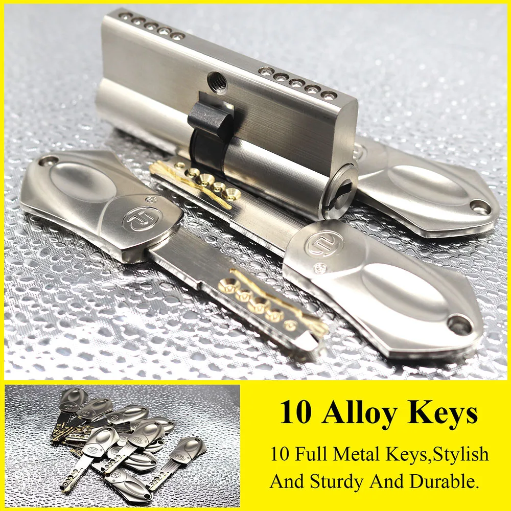 European and American standards Security door lock cylinder 65 70 80 90 105mm 10 alloy Keys Gate lock Stainless steel lock afbeelding