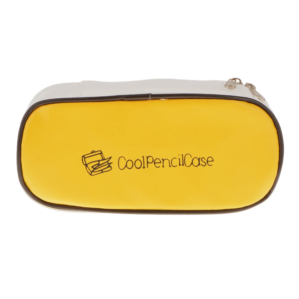 Cute Animal Paint PU Makeup Bag Kids School Pen Pencil Bag Case Yellow