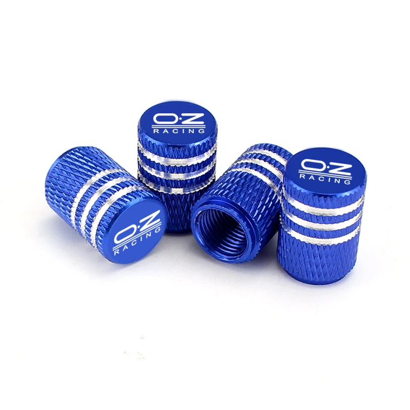 Крышка клапана для автомобильных шин, алюминиевый клапан, ядро, украшение, авто аксессуары, модификация клапана OZ, черный/серый/синий/красный, 4 шт - Цвет: Blue