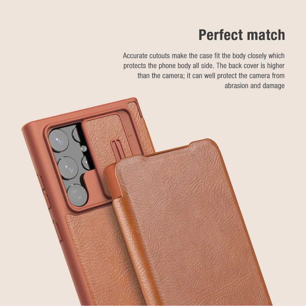 for Samsung Galaxy S22 Ultra Case Nillkin CamShield Flip Leather Case Slide Camera Case Lens Cover for Samsung S22 Plus 5G Case