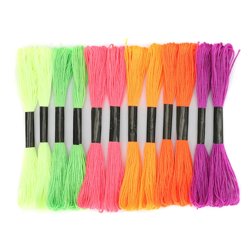 Hot 19Pcs Metallic Embroidery Skein Threads Multi-Color Embroidery Floss  Glitter Embroidery Thread Cross-Stitch Thread