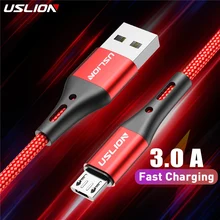 USLION – Cordon de chargeur avec prise micro USB à charge rapide 3 A, câble pour transfert de données, accessoire de téléphone portable Android Samsung S6 et Xiaomi Redmi Note 4, fil de smartphone