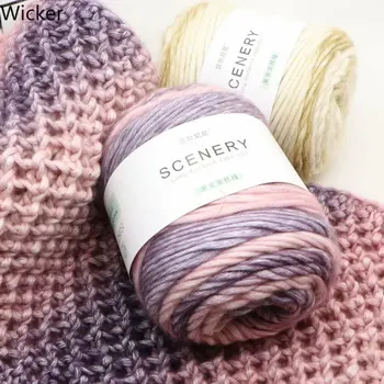 

Color Gradient Cake Yarn Wool Thick Yarn Crochet Styles Anti-Pilling Worsted Hand Knitting Yarn for Handmade Sweater Scarf Shawl