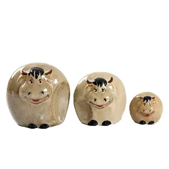 

Porcelain Ox Family Miniature Decorative Abstract Ceramics Buffalo Ornament Craft Home Decoration Figurines & Miniatures Gifts