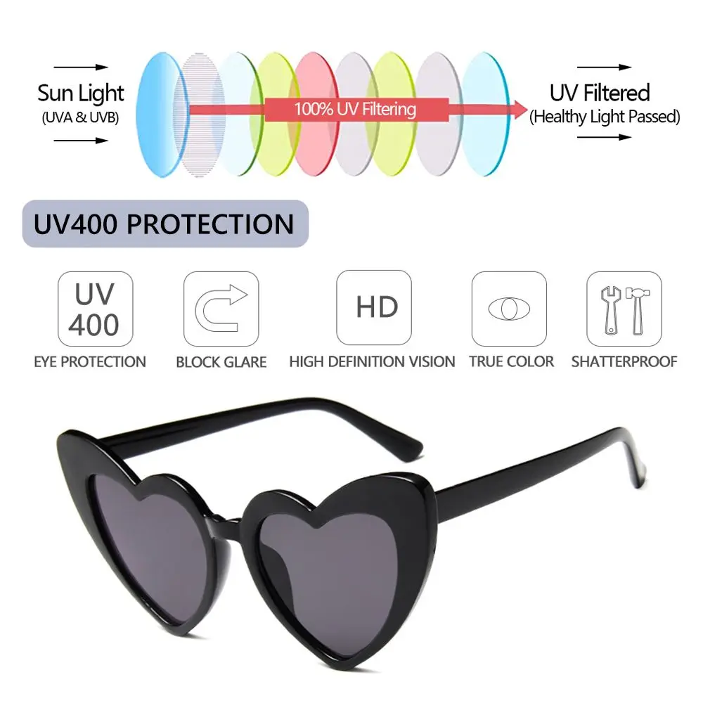 Heart Shaped UV400 Protection Vintage Sunglasses for Women