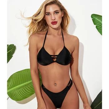 

Black Brazilian Bikini Set Thong Bikinis Sexy Two Piece Swimwear Push Up Swimsuit Summer Beach Bathing Suit
