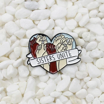 

Power of sister unity Love Letters Enamel Pin Outstretched Hands Defending Oath Feminism Badge Lady Jewelry Punk Lapel Brooch