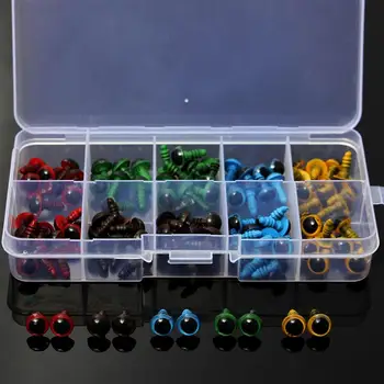 

100 Pcs/50 Pairs 5 Colors-Mix 8mm Plastic Safety Eyes Box for Teddy Bear Stuffed Toy Snap Animal Puppet Doll Craft DIY