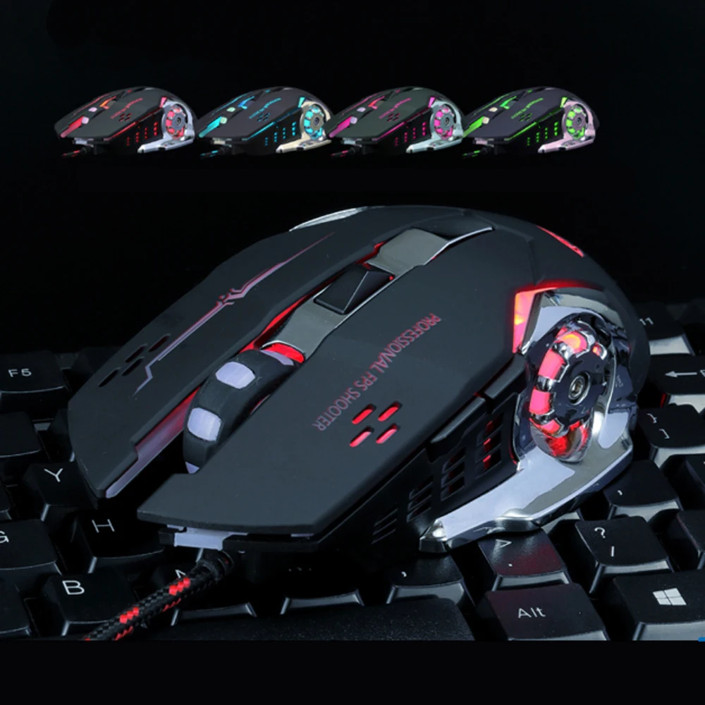 

Optical Mouse G53 gaming mouse 3200DPI wired connection Desktop laptop 6keys 1.5M USB Interface Color LED lights silent game