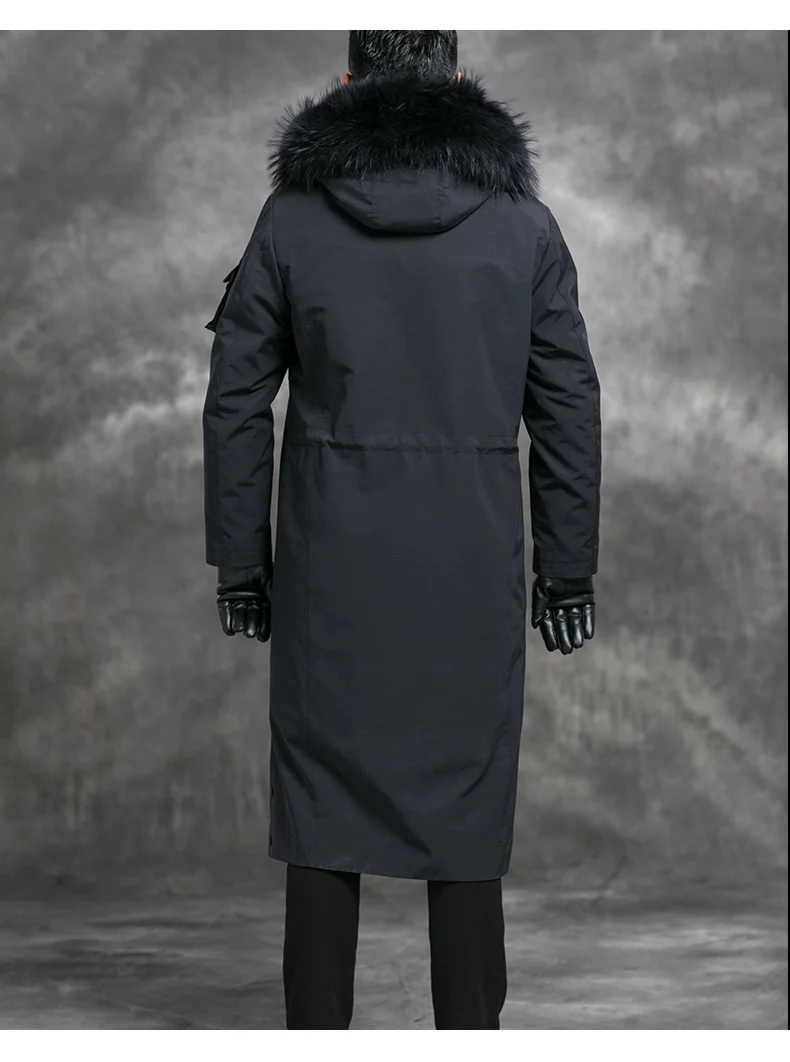 Зимний теплый мужской Тренч из натуральной норки с подкладкой из натурального меха енота Новое модное пальто высокого качества