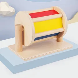 Montessori de madeira tambor têxtil colorido sensorial brinquedos 3 6 anos de idade classe crianças & bebês educação precoce brinquedos educativos