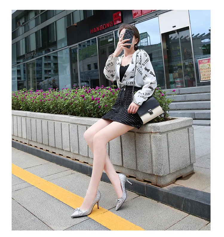 Rocwickline New Summer and Autumn Women's Super high heels Concise Office Lady Sexy retro Light Slip-On Pointed Toe Thin Heels