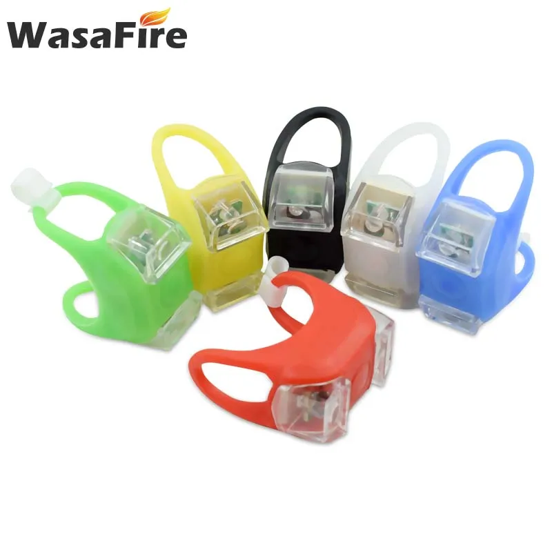 Feux Avant/arrière LED Silicone Pour Vélo VTT - Clip Poussoir Bleu, étanche, Modèle JE378-BL