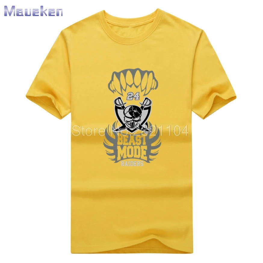 Beast Mode skull Marshawn Lynch 24 футболки из хлопка мужские модные футболки для фанатов рейдеров 0429-9 - Цвет: 6