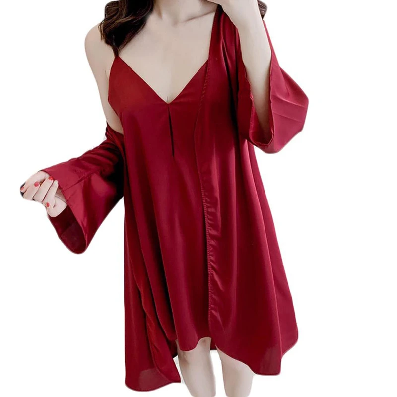 maroon nighty gown set