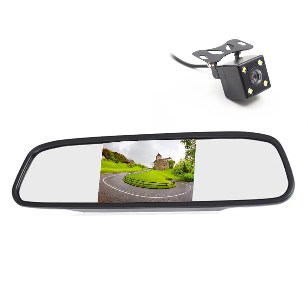 Carsanbo 4,3 дюймов, Автомобильное Зеркало, парковочный обратный монитор, TFT ЖК-дисплей, поддержка камеры заднего вида, автомобильный стиль