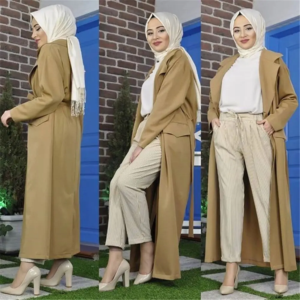 Женское кимоно абайя размера плюс зимний Кардиган в турецком стиле хиджаб