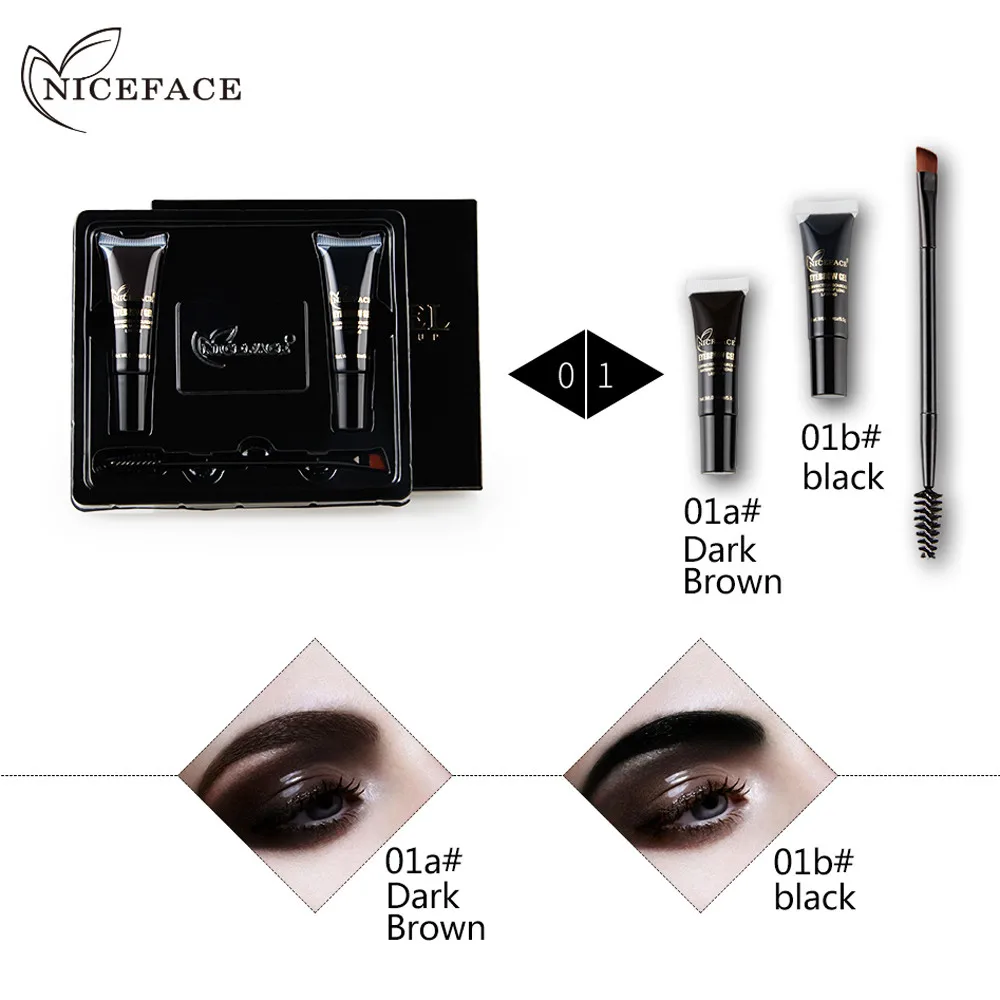 Eyelashes Eye Brow Eyebrow Tint Tattoo Gel Waterproof Long lasting Makeup+Brush Makeup Set pinceaux maquillage 920 - Цвет: A