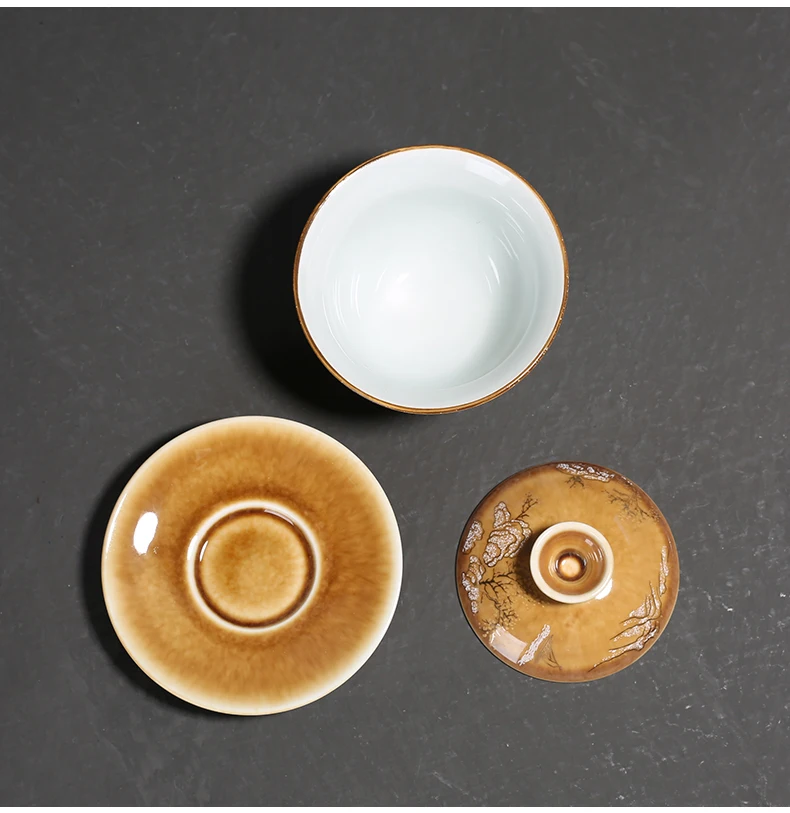 PINNY из расписного фарфора золото под стеклом Gaiwan пигментированные Керамические кунг-фу пиалы для чая Античная чайная чаша Chinaware