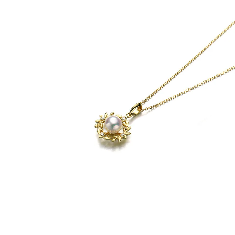 

Japanese-style Light Luxury Peace Olive Branch Department of Class Natural Freshwater Pearl Necklace Women's S925 Simple Gold Pl