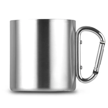 

NEW-Stainless Steel Outdoor Travel Mug Portable with Lock Buckle Climbing Cup 450Ml