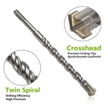 Professional 210mm Drill Bits SDS Plus Masonry Crosshead Twin Spiral Hammer Drill Bits Professional 210mm Drill Bits SDS Plus Masonry Crosshead Twin Spiral Hammer Drill Bits