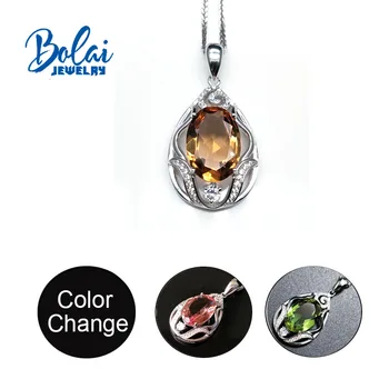 

Bolai,zultanite Color changeing Gemstone pendant 925 sterling silver created diaspore colorful pendant best gift for women
