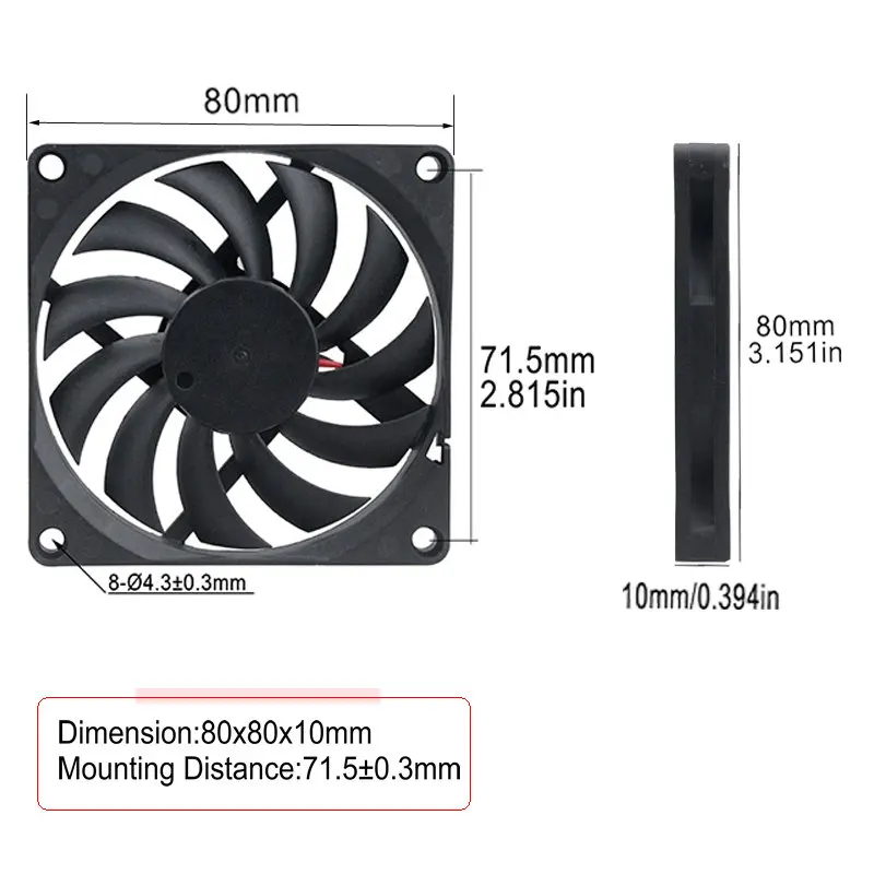 2 шт. Gdstime кулер 80 мм 5 в 12 В 24 В 2-контактный разъем 8010 8 см шарикоподшипник 80x80x10 мм Бесщеточный вентилятор охлаждения для ПК чехол для компьютера