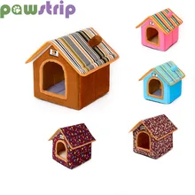Складной домик для собак, зимняя маленькая кровать для собак, съемный щенок, питомник, гнездо, мягкие плюшевые кровати для домашних животных, для кошек, собак, зимний теплый домик для кошек