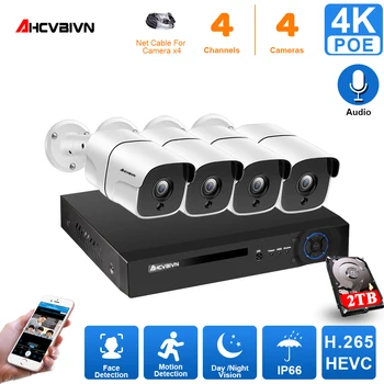 

8Ch 4K Ultra Hd Cctv Camera Security System 8MP Video Surveillance Kit H.265 Outdoor Audio Record Poe IP Camera NVR Set