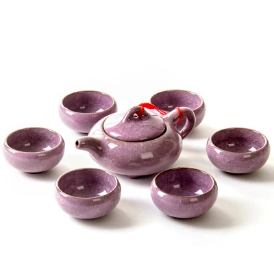02 Tea Set Керамический кунг-фу ледяная глазурь чайный горшок шесть цветов чашка чайный набор ледяной растрескивающийся чайный набор кунг-фу - Цвет: 02 Tea Set