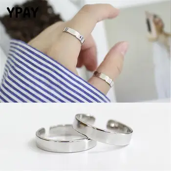 

YPAY Korean Trendy S925 Sterling Silver Open Rings for Women Personality Minimalist Smooth 4mm Finger Joint Ring Jewelry YMR554